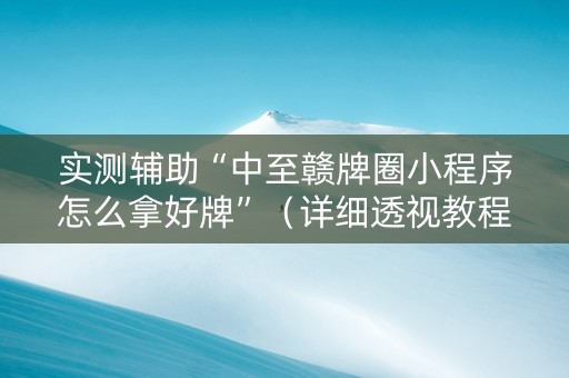 实测辅助“中至赣牌圈小程序怎么拿好牌”（详细透视教程）-哔哩哔哩
