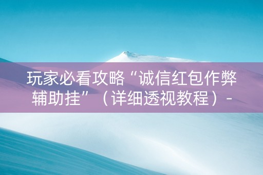 玩家必看攻略“诚信红包作弊辅助挂”（详细透视教程）-哔哩哔哩