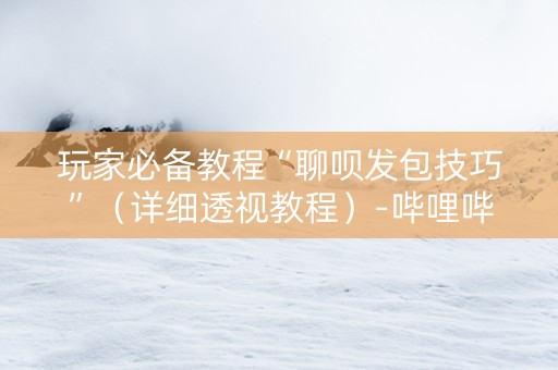玩家必备教程“聊呗发包技巧”（详细透视教程）-哔哩哔哩