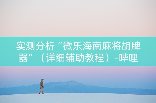 实测分析“微乐海南麻将胡牌器”（详细辅助教程）-哔哩哔哩
