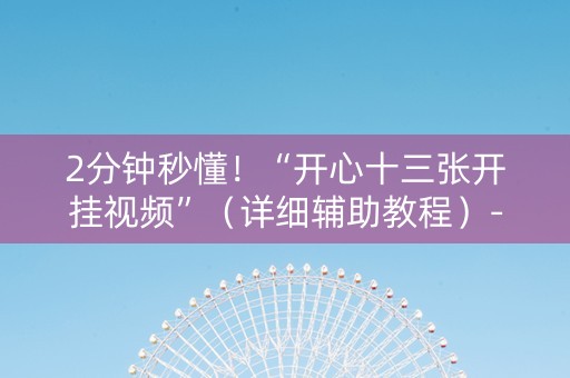 2分钟秒懂！“开心十三张开挂视频”（详细辅助教程）-哔哩哔哩