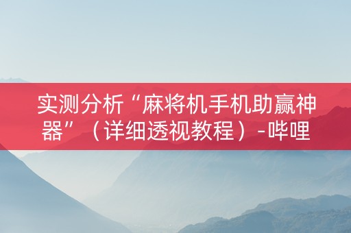 实测分析“麻将机手机助赢神器”（详细透视教程）-哔哩哔哩