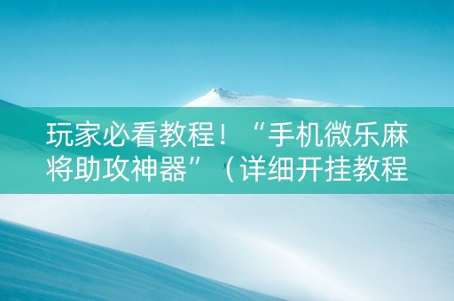 玩家必看教程！“手机微乐麻将助攻神器”（详细开挂教程）-哔哩哔哩