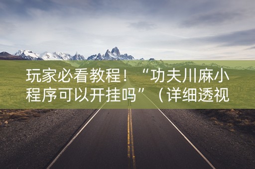 玩家必看教程！“功夫川麻小程序可以开挂吗”（详细透视教程）-哔哩哔哩