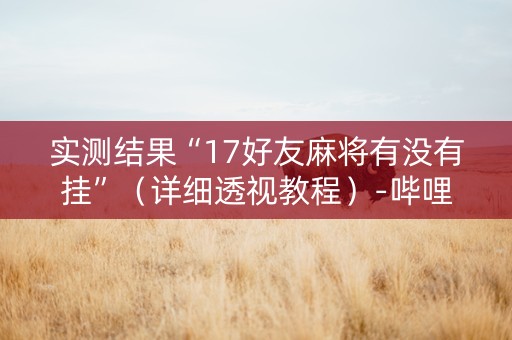 实测结果“17好友麻将有没有挂”（详细透视教程）-哔哩哔哩