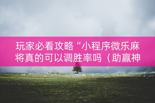 玩家必看攻略“小程序微乐麻将真的可以调胜率吗（助赢神器通用版）