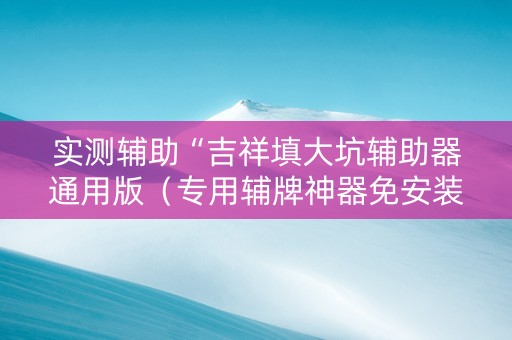 实测辅助“吉祥填大坑辅助器通用版（专用辅牌神器免安装）
