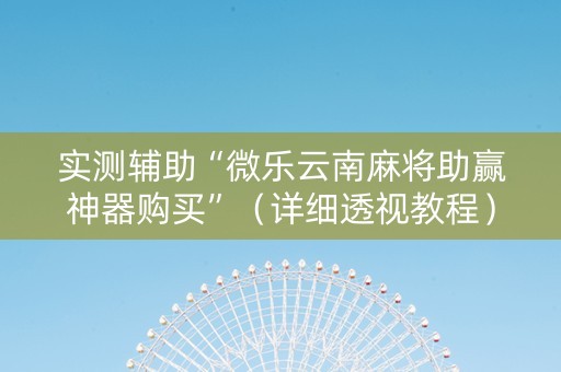 实测辅助“微乐云南麻将助赢神器购买”（详细透视教程）-哔哩哔哩