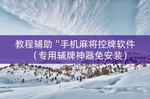 教程辅助“手机麻将控牌软件（专用辅牌神器免安装）
