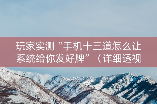 玩家实测“手机十三道怎么让系统给你发好牌”（详细透视教程）-哔哩哔哩