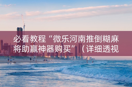 必看教程“微乐河南推倒糊麻将助赢神器购买”（详细透视教程）-哔哩哔哩