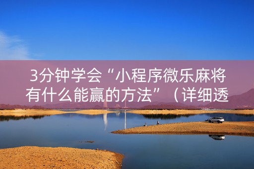 3分钟学会“小程序微乐麻将有什么能赢的方法”（详细透视教程）-哔哩哔哩