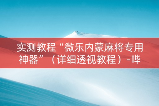 实测教程“微乐内蒙麻将专用神器”（详细透视教程）-哔哩哔哩