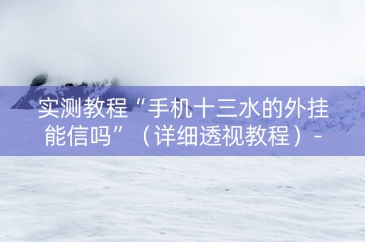实测教程“手机十三水的外挂能信吗”（详细透视教程）-哔哩哔哩