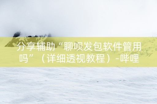 分享辅助“聊呗发包软件管用吗”（详细透视教程）-哔哩哔哩
