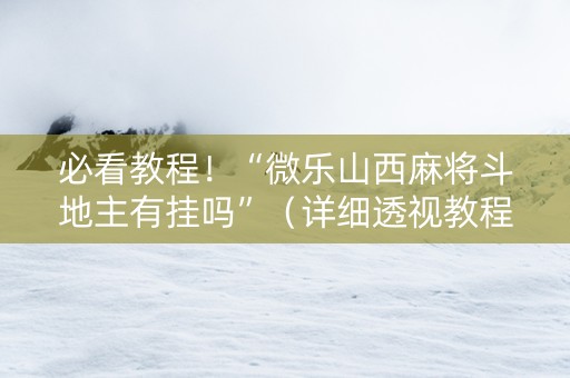 必看教程！“微乐山西麻将斗地主有挂吗”（详细透视教程）-哔哩哔哩