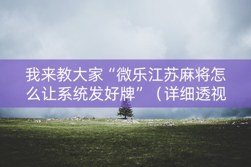 我来教大家“微乐江苏麻将怎么让系统发好牌”（详细透视教程）-哔哩哔哩