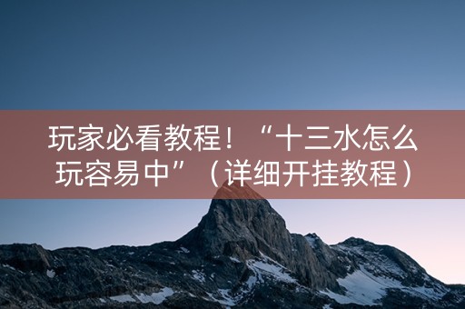 玩家必看教程！“十三水怎么玩容易中”（详细开挂教程）-哔哩哔哩