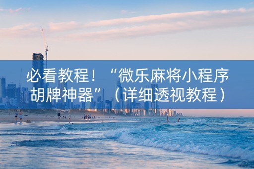 必看教程！“微乐麻将小程序胡牌神器”（详细透视教程）-哔哩哔哩
