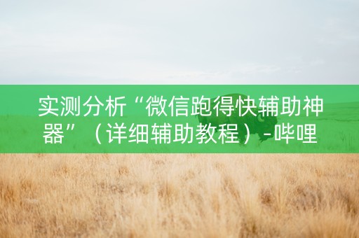 实测分析“微信跑得快辅助神器”（详细辅助教程）-哔哩哔哩