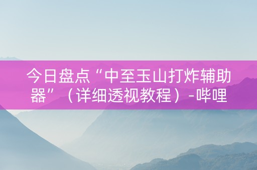 今日盘点“中至玉山打炸辅助器”（详细透视教程）-哔哩哔哩