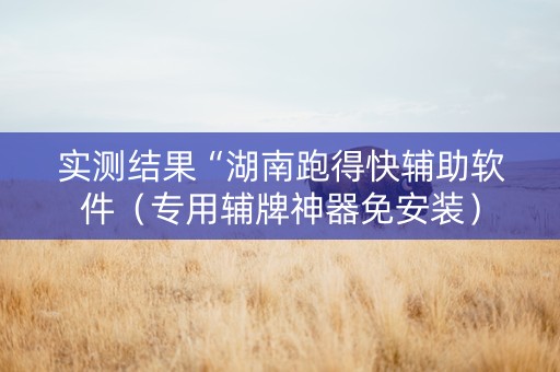实测结果“湖南跑得快辅助软件（专用辅牌神器免安装）