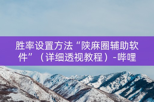胜率设置方法“陕麻圈辅助软件”（详细透视教程）-哔哩哔哩