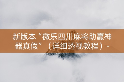 新版本“微乐四川麻将助赢神器真假”（详细透视教程）-哔哩哔哩