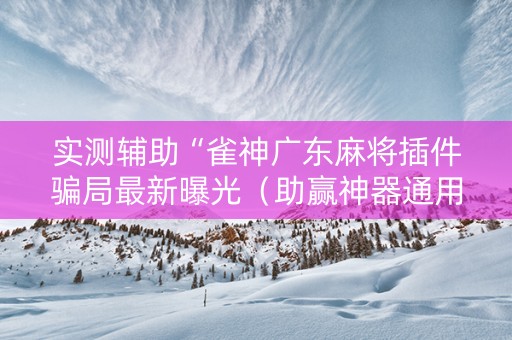 实测辅助“雀神广东麻将插件骗局最新曝光（助赢神器通用版）