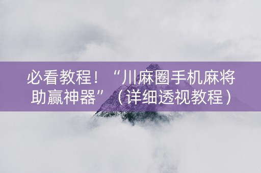 必看教程！“川麻圈手机麻将助赢神器”（详细透视教程）-哔哩哔哩