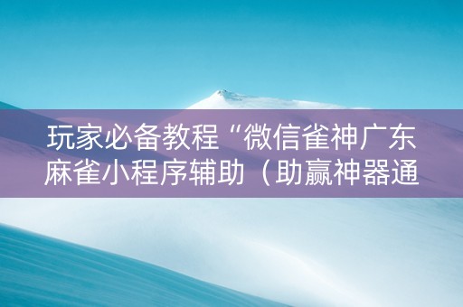 玩家必备教程“微信雀神广东麻雀小程序辅助（助赢神器通用版）