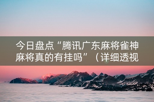 今日盘点“腾讯广东麻将雀神麻将真的有挂吗”（详细透视教程）-哔哩哔哩