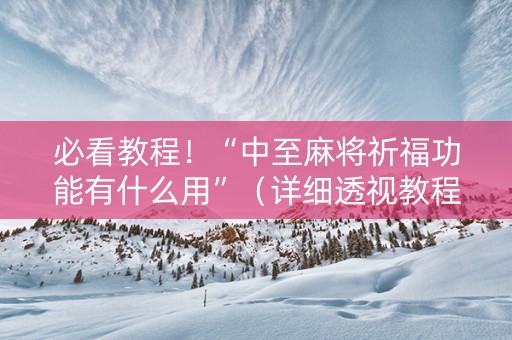 必看教程！“中至麻将祈福功能有什么用”（详细透视教程）-哔哩哔哩