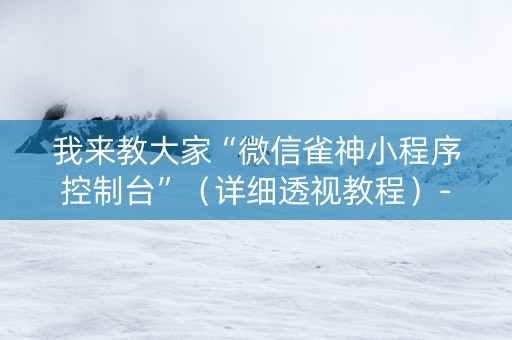 我来教大家“微信雀神小程序控制台”（详细透视教程）-哔哩哔哩
