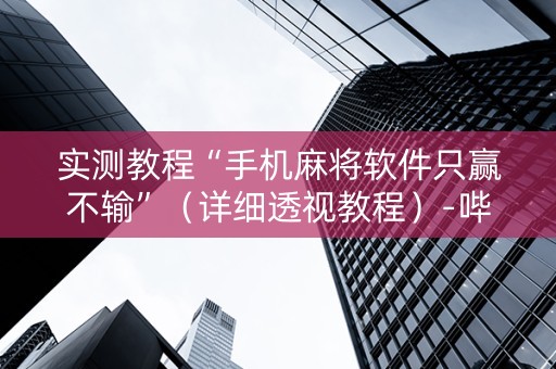 实测教程“手机麻将软件只赢不输”（详细透视教程）-哔哩哔哩
