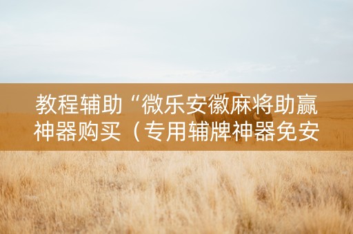 教程辅助“微乐安徽麻将助赢神器购买（专用辅牌神器免安装）
