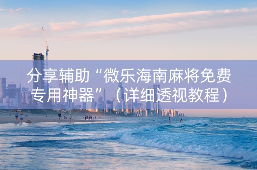 分享辅助“微乐海南麻将免费专用神器”（详细透视教程）-哔哩哔哩
