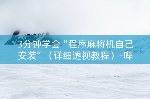 3分钟学会“程序麻将机自己安装”（详细透视教程）-哔哩哔哩