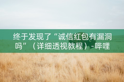 终于发现了“诚信红包有漏洞吗”（详细透视教程）-哔哩哔哩