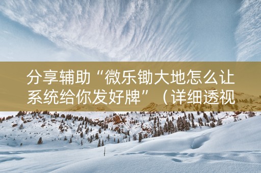 分享辅助“微乐锄大地怎么让系统给你发好牌”（详细透视教程）-哔哩哔哩