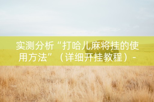 实测分析“打哈儿麻将挂的使用方法”（详细开挂教程）-哔哩哔哩