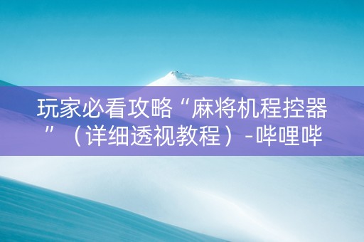 玩家必看攻略“麻将机程控器”（详细透视教程）-哔哩哔哩