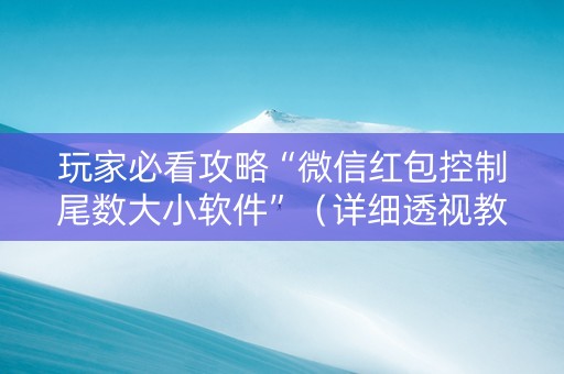 玩家必看攻略“微信红包控制尾数大小软件”（详细透视教程）-哔哩哔哩