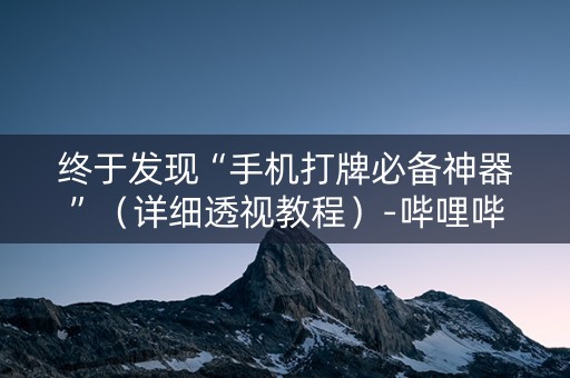 终于发现“手机打牌必备神器”（详细透视教程）-哔哩哔哩