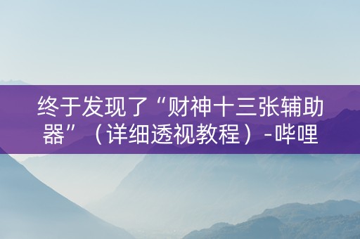 终于发现了“财神十三张辅助器”（详细透视教程）-哔哩哔哩