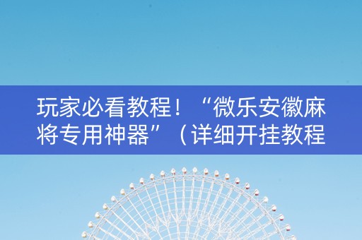 玩家必看教程！“微乐安徽麻将专用神器”（详细开挂教程）-哔哩哔哩