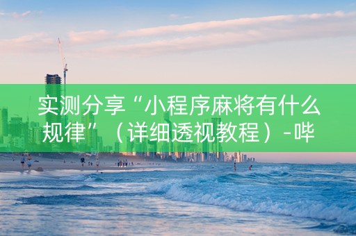 实测分享“小程序麻将有什么规律”（详细透视教程）-哔哩哔哩