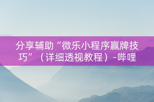 分享辅助“微乐小程序赢牌技巧”（详细透视教程）-哔哩哔哩