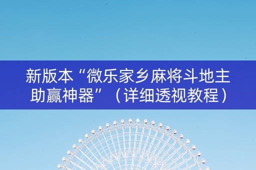新版本“微乐家乡麻将斗地主助赢神器”（详细透视教程）-哔哩哔哩