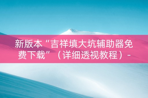 新版本“吉祥填大坑辅助器免费下载”（详细透视教程）-哔哩哔哩